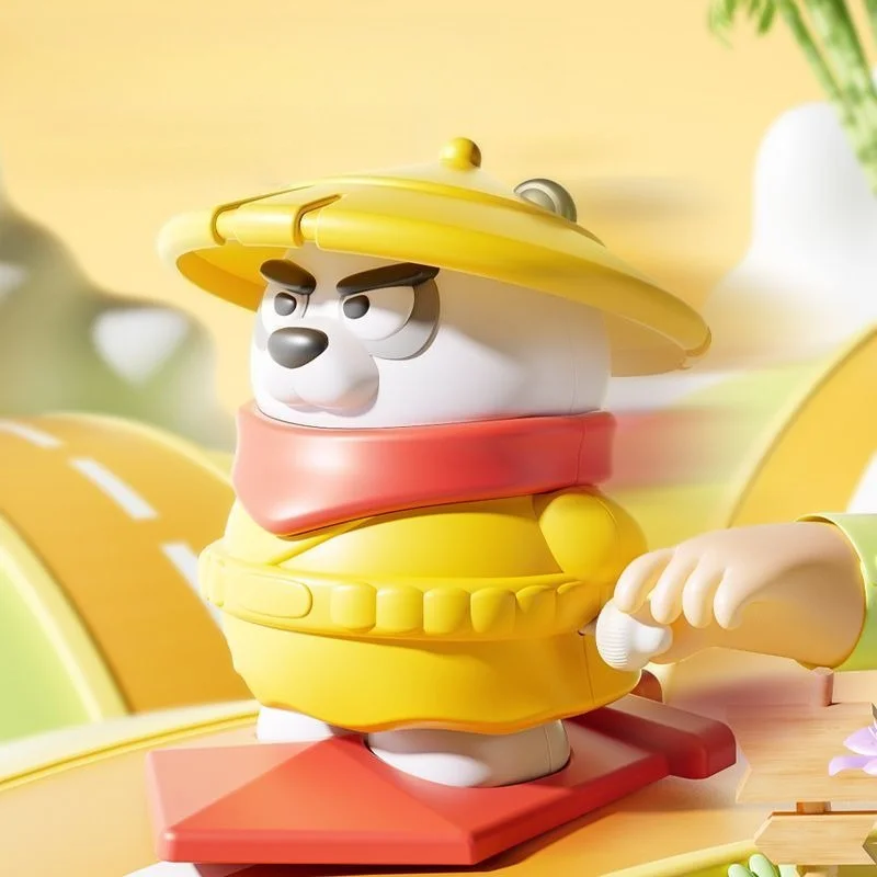 4 pçs novo dos desenhos animados bonito panda herói brinquedo de corda engraçado oscilação girar crianças toya fidget colecionáveis da criança crianças brinquedos coletar presente