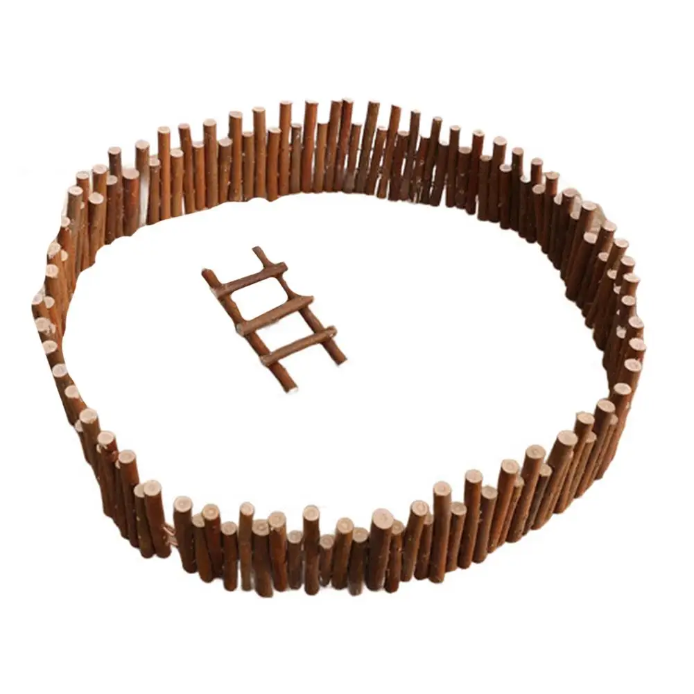 ドールハウスやミニガーデンにリアルな雰囲気を加えるためのクラフトプロジェクト用のミニチュアフェンスとはしごの木製セット