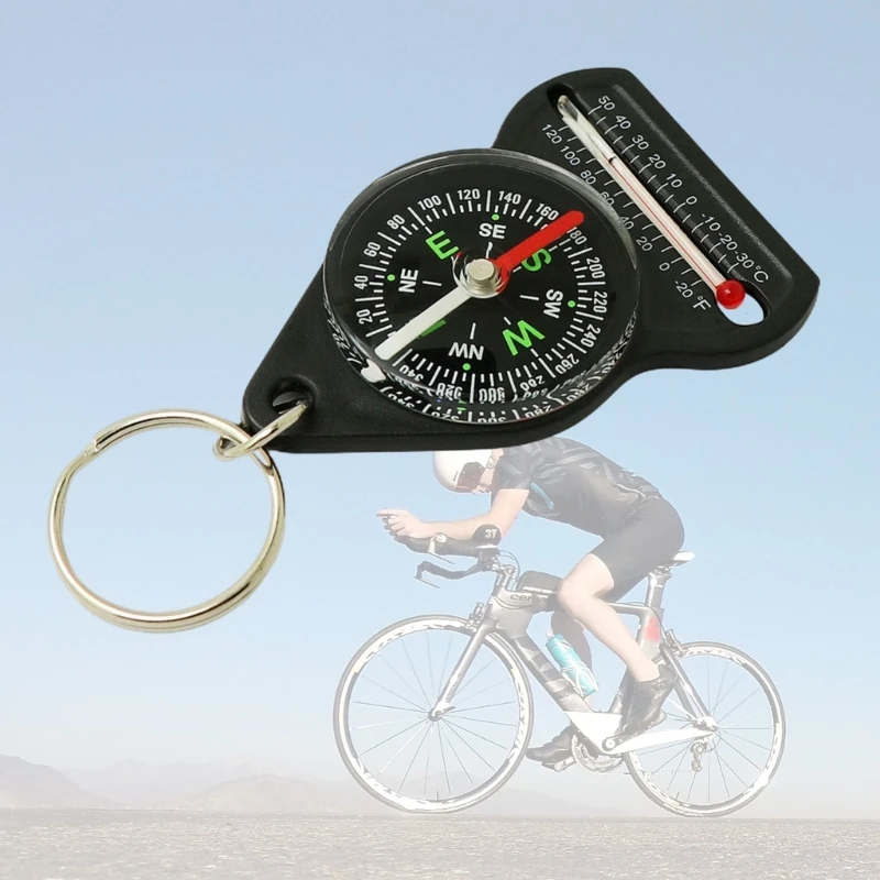 Keyring Compassing Thermometer Combo Must Have for Outdoor Activities Tool