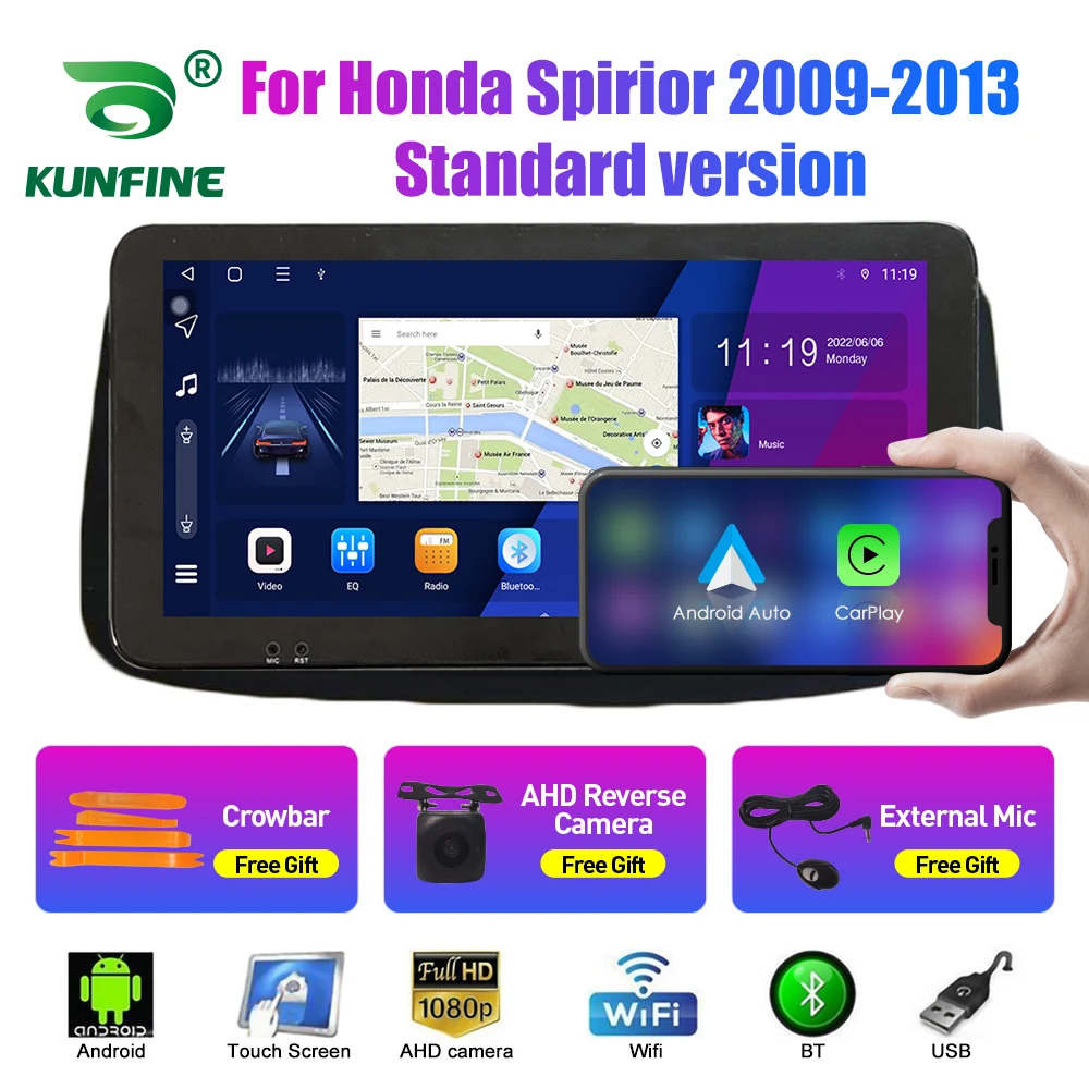 

10,33-дюймовый автомобильный радиоприемник для Honda Spirior 2009-13 2Din Android, восьмиядерный автомобильный стерео DVD, GPS-навигатор, плеер QLED, экран Carplay