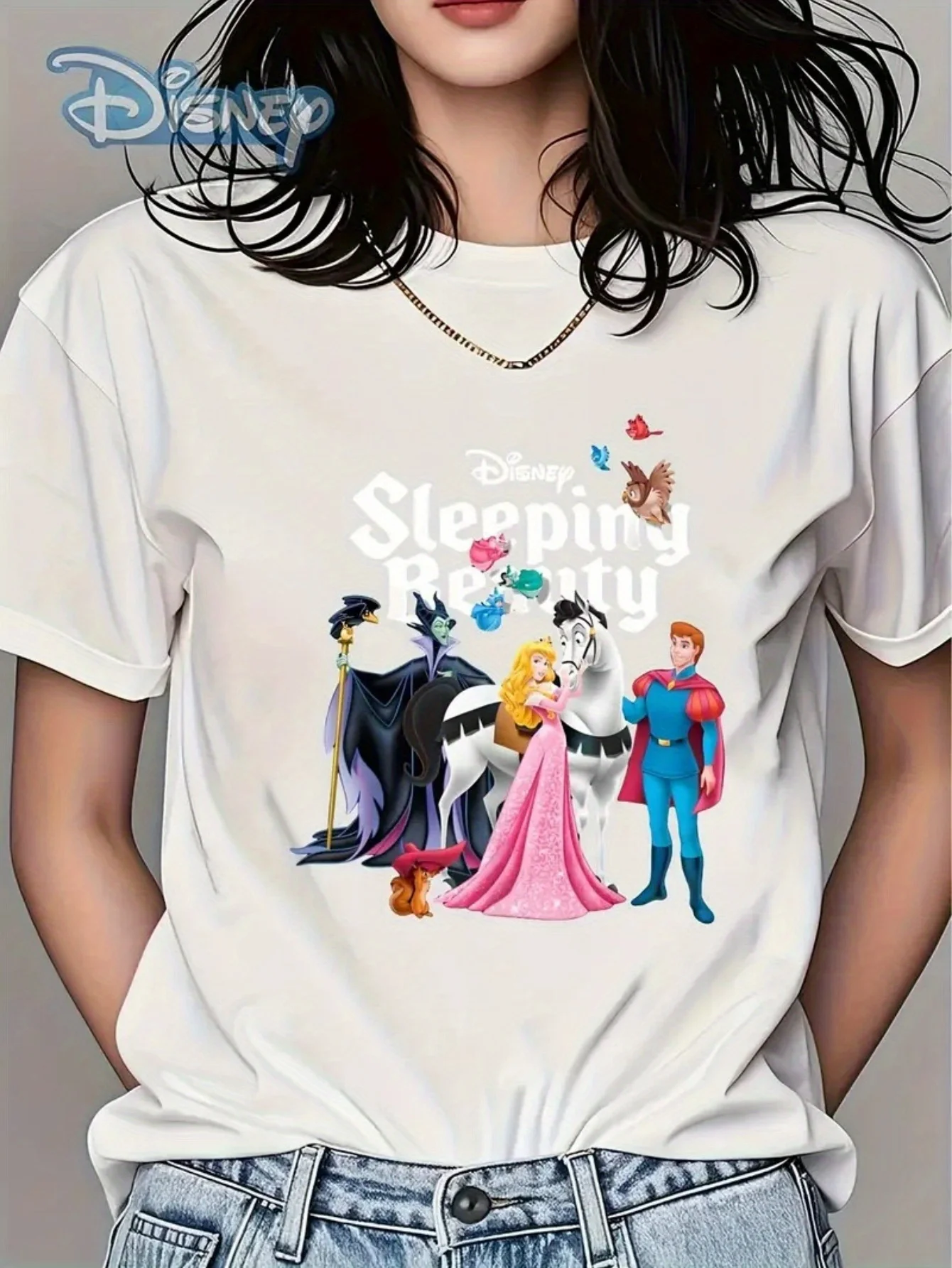 

Disney Women's Sleeping Beauty Graphic T-Shirt - Soft Breathable Cotton Short Sleeve Round Neck Casual Top with Aurora