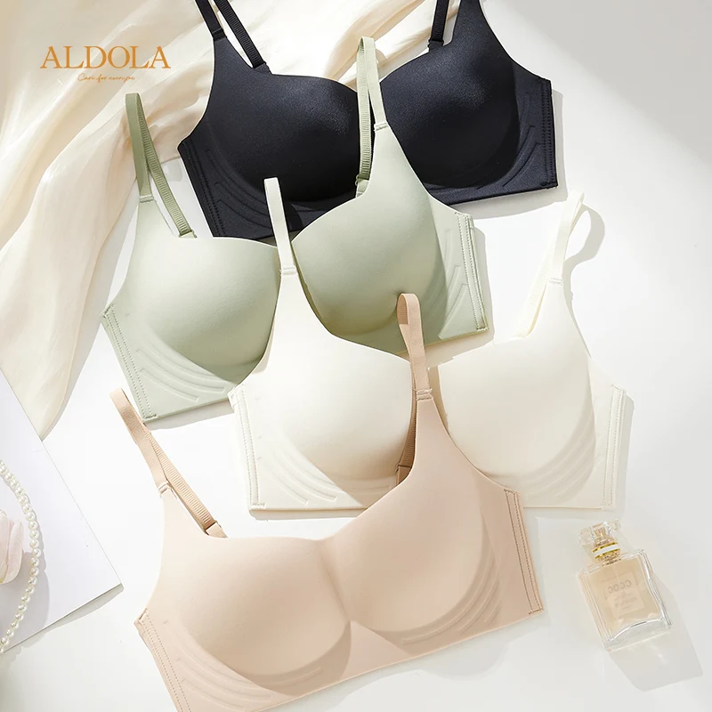 ALDOLA Women Sexy Bra Seamless Breathable Underwear Solid Color Shockproof Bras Girls  Lingerie Without Steel Ring