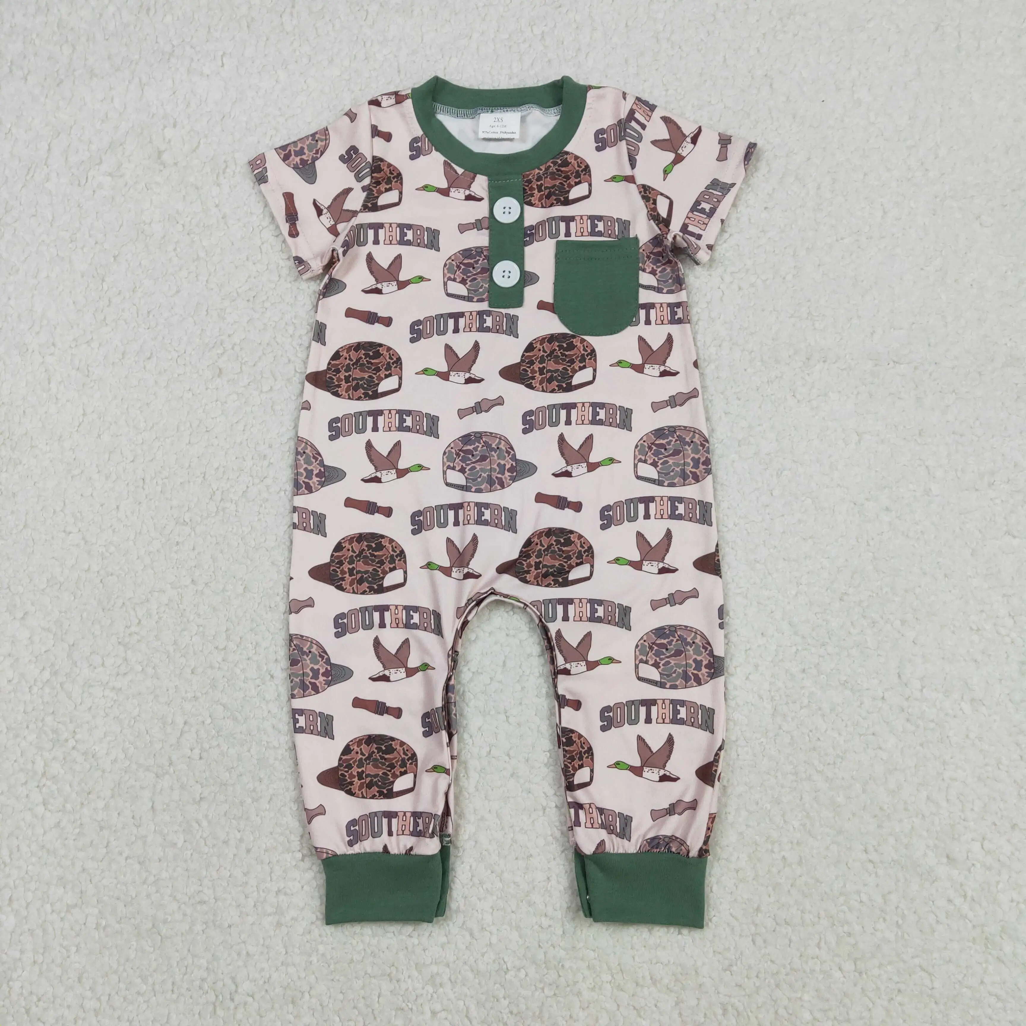 

z1202-09 SR3245 Wholesale baby rompers kids clothes boys duck hat short sleeve romper boutique children clothing