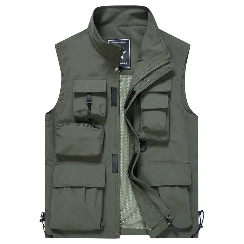 Maidangdi men's casual vest outdoor multi pocket photography fishing vest advertisement  oversized vest male processed print