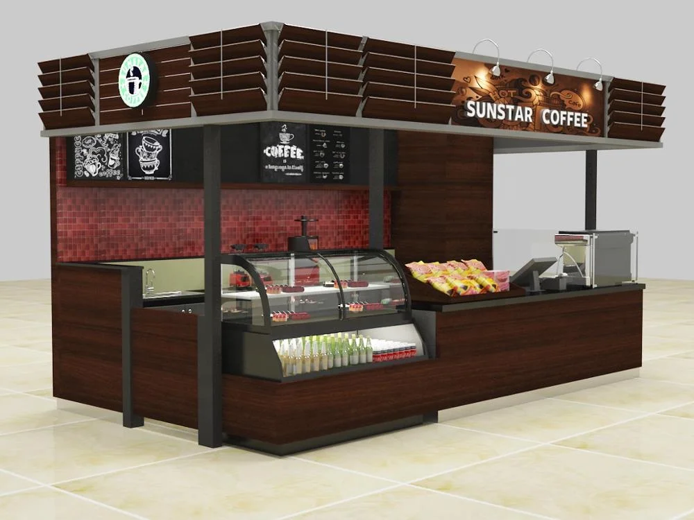 New Coffee Shop Counter Furniture Cafe Counter Bar Wooden Kiosk Custom Coffee Shop Kiosk Free Design