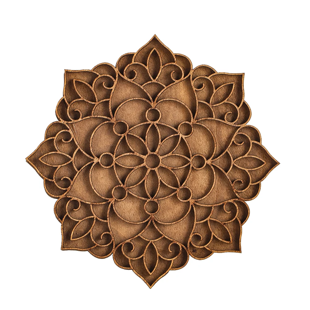 

F2 Wooden Mandala Figurines Miniatures Crystal Stone Specimen Jewelry Storage Display Tray Dollhouse Decor Multi Compartment Box