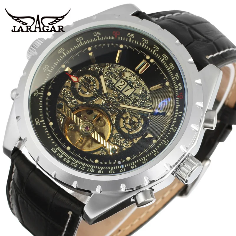 Hot Selling Fashion Jaragar Top Brand Calendar Waterproof Full Precision Steel Metal Business Fully Automatic Mechanical Watches