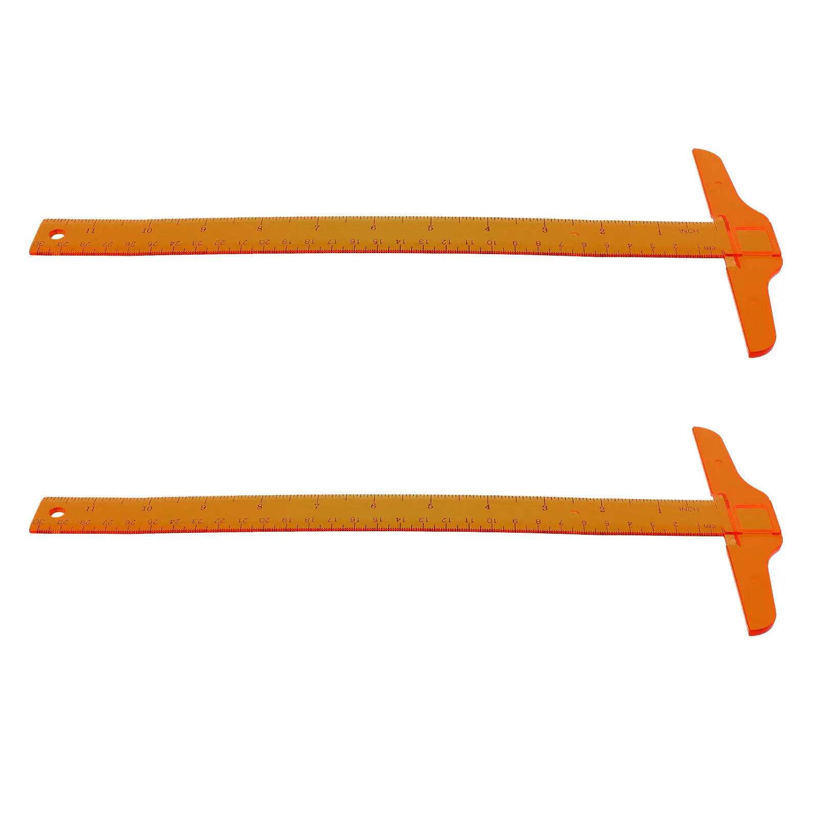 2Pcs Plastic Academic T-ruler T Ruler For For School Student Transparent Measuring Tool Clear Double Scales Students