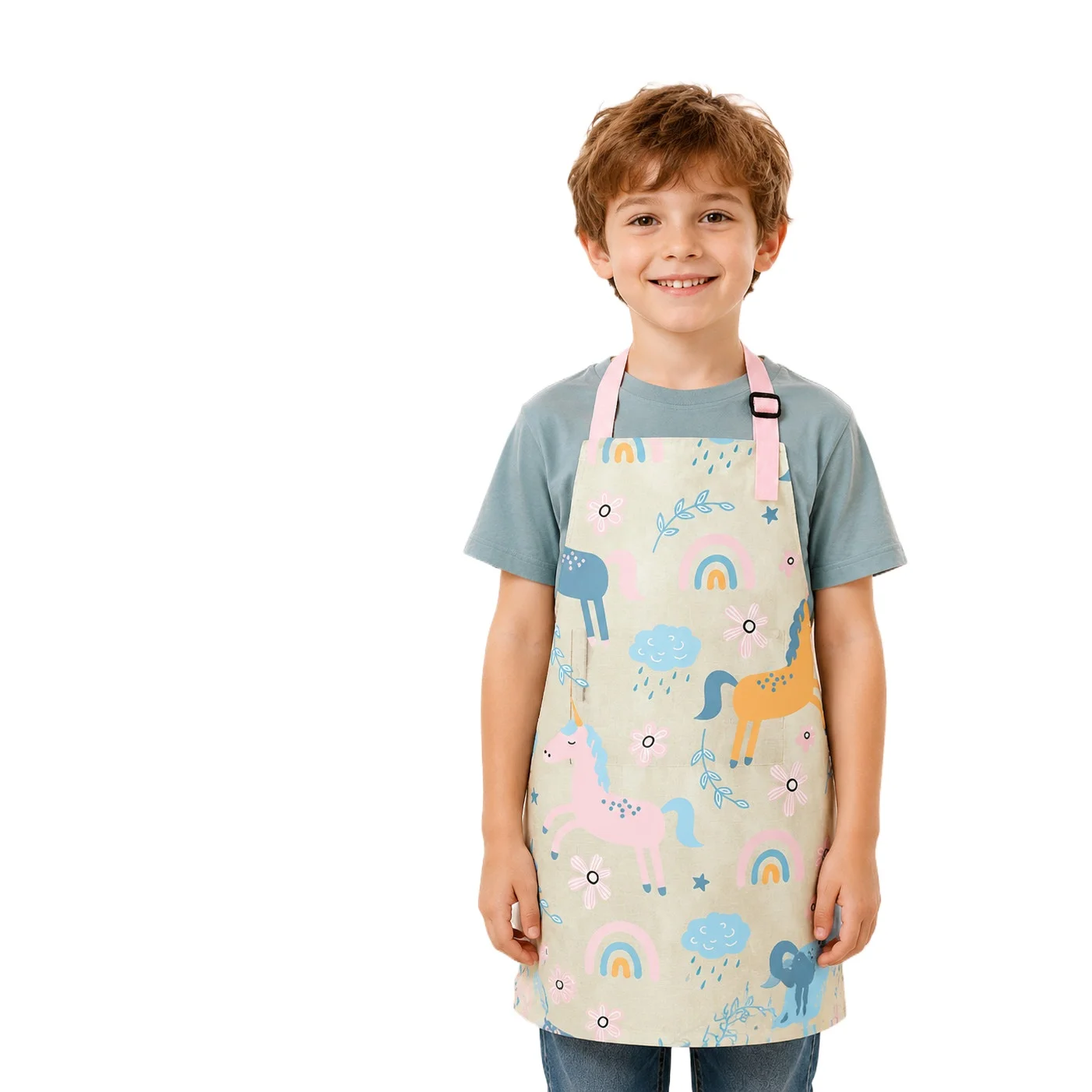 Kids Boys Girls Halter Apron Kindergarten Art Studio Logo Print Painting Clothes Stain Resistant Dirt Proof Smock