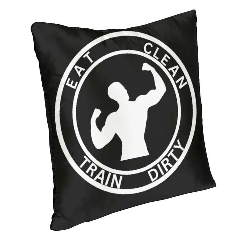 Personalized Eat Clean Train Dirty Gym Square Throw Pillow Case Decoration 3D Two Side Printing Cushion Cover for Car