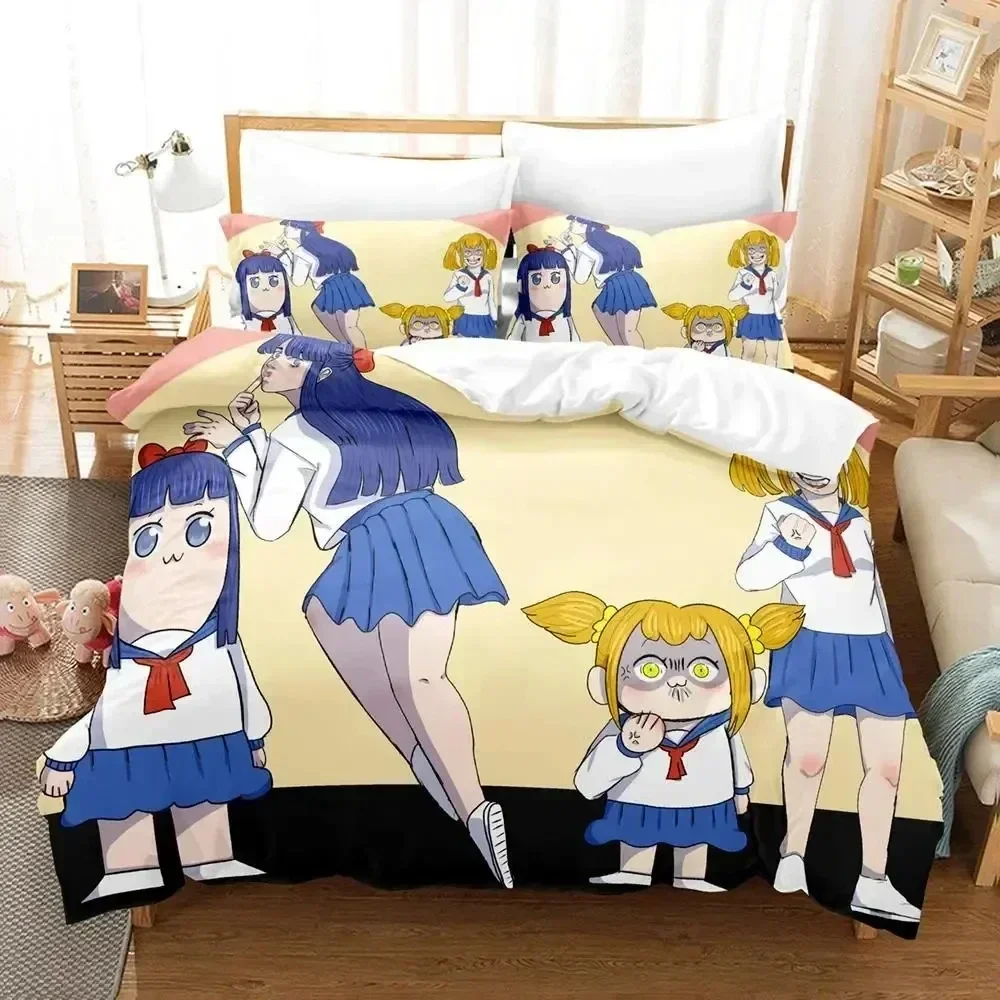 

3D Anime Pop Team Epic PIPI Bedding Set Duvet Cover Sheet Printed Bed Set Pillowcase Bed Full Queen King Size Comforter Bedroom