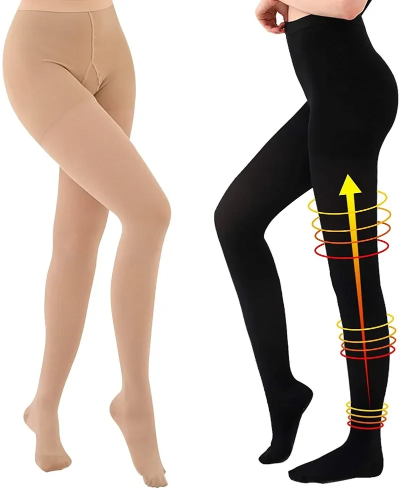 Compression Pantyhose 30-40 MmHg Women Slimming Support Graduated Relieve Stockings High Waist for Varicose Veins Edema Swelling