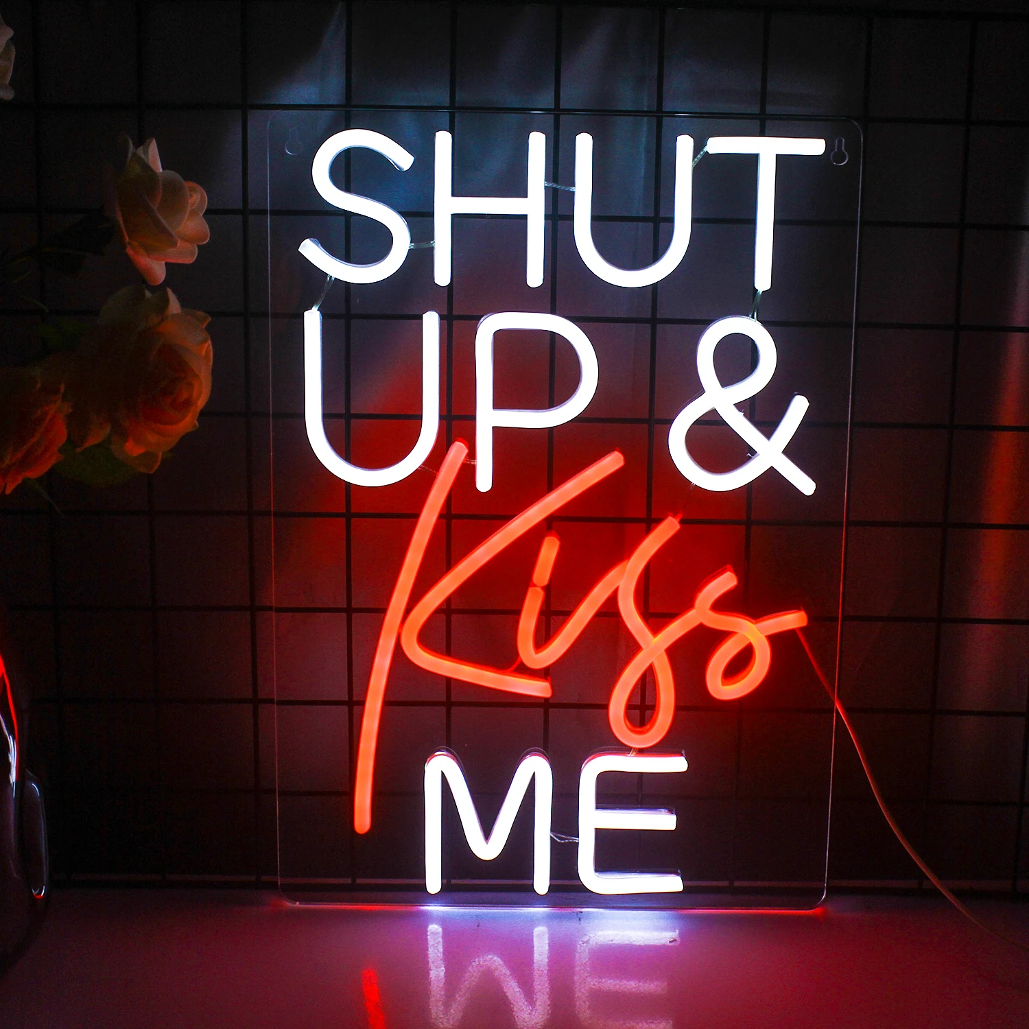 

Shut Up Kiss Me Neon Lights Letters LED Neon Lights Wall Decoration Sign for Bar, Bedroom, Girl's Room, Dormitory Gift