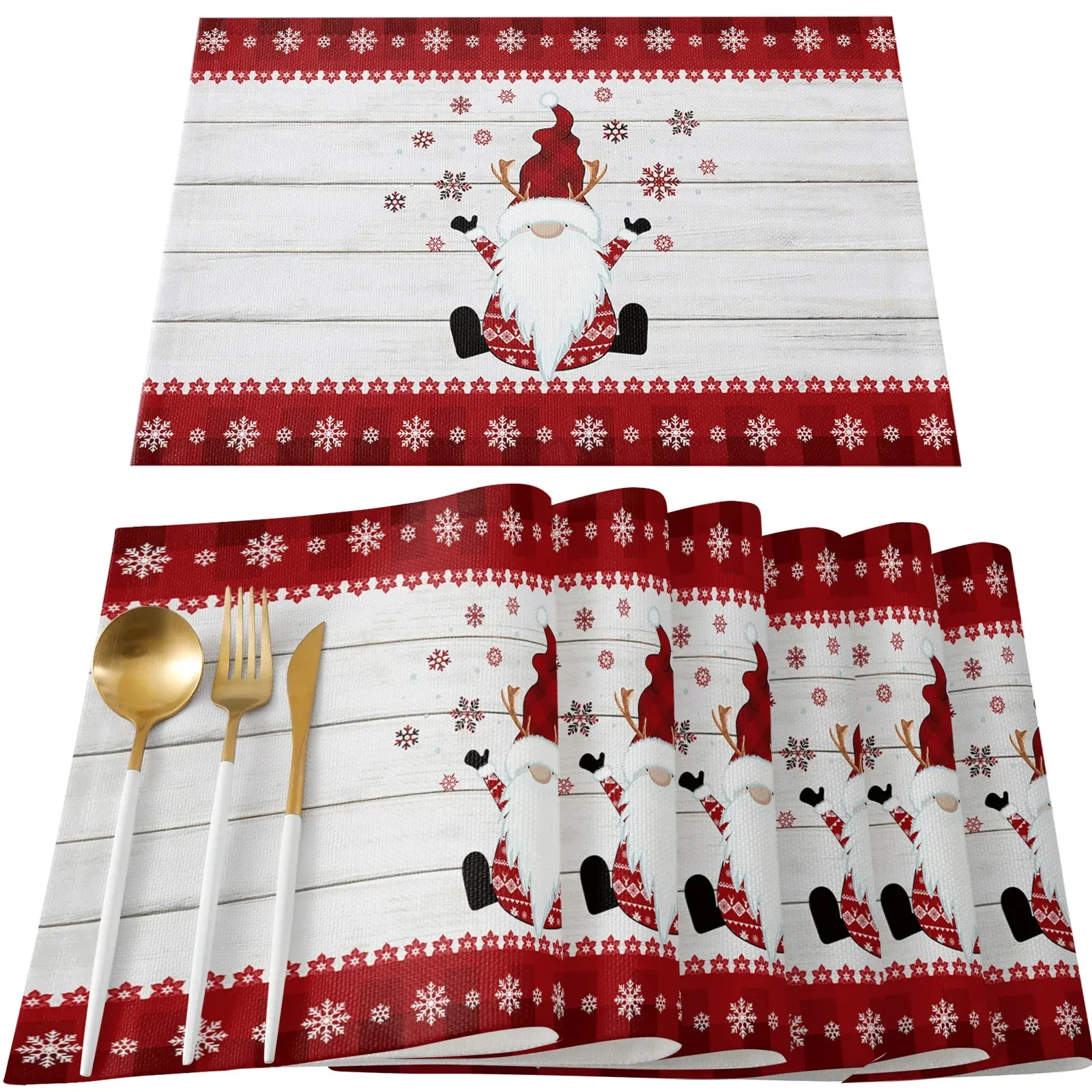 1pcs Christmas Style Santa Claus Placemats Kitchen Dining Table Decor Accessories Heat Resistant Tableware Pads Linen Placemat