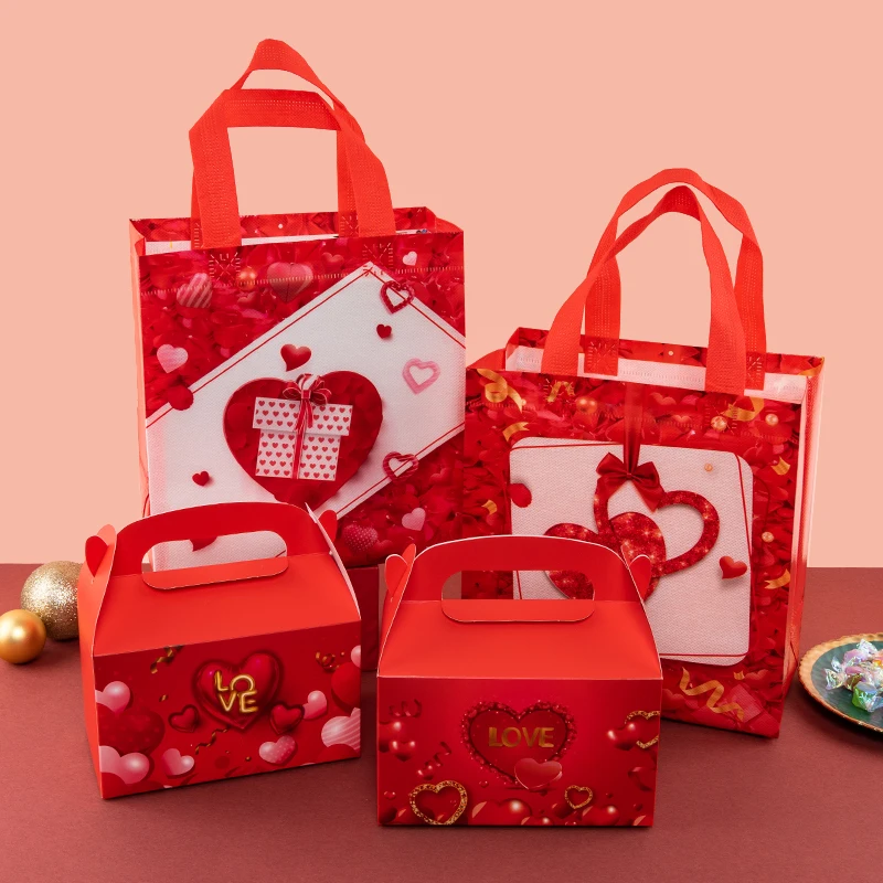 StoBag, Valentine’s Day Non Woven Gift Bags, Set of 12/30, Eco-Friendly and Perfect for Romantic Occasions, Packing Presents