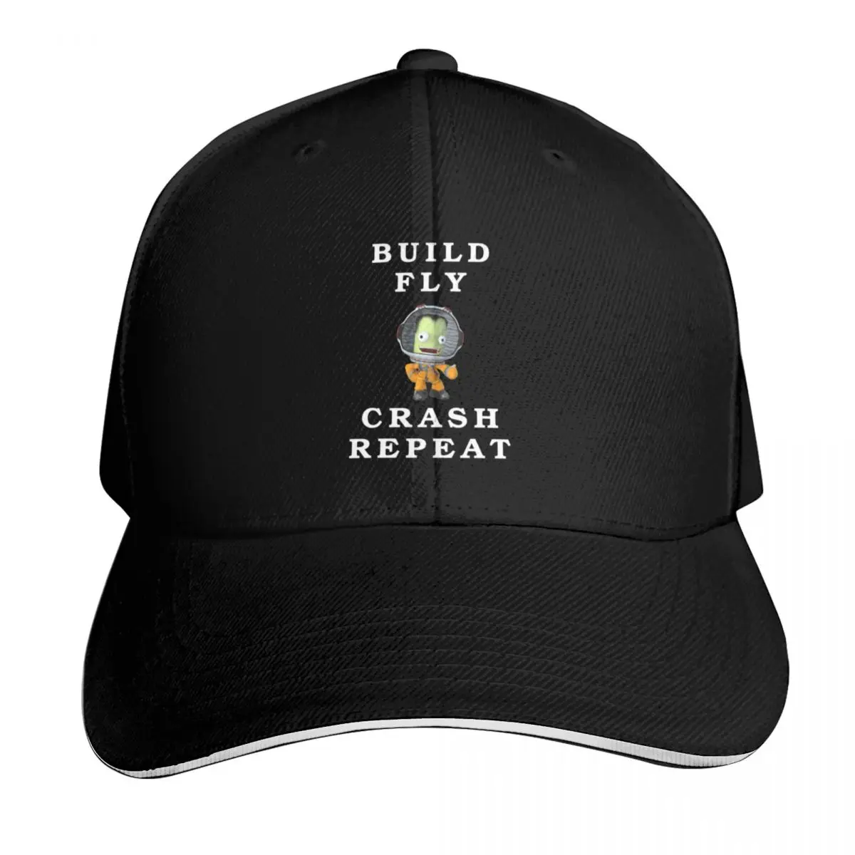 build fly crash repeat , Kerbal space program , Kerbals , kids cartoon Baseball Cap Men Women Casual Summer Sport Sun Cap