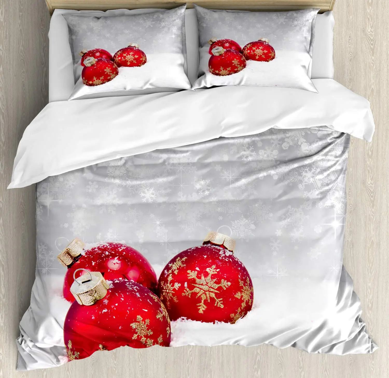 

Snowman with Santa Hat Christmas Duvet Cover Set Decorative 3 Piece Bedding Set with 2 Pillow Shams, Single Queen King Full Size