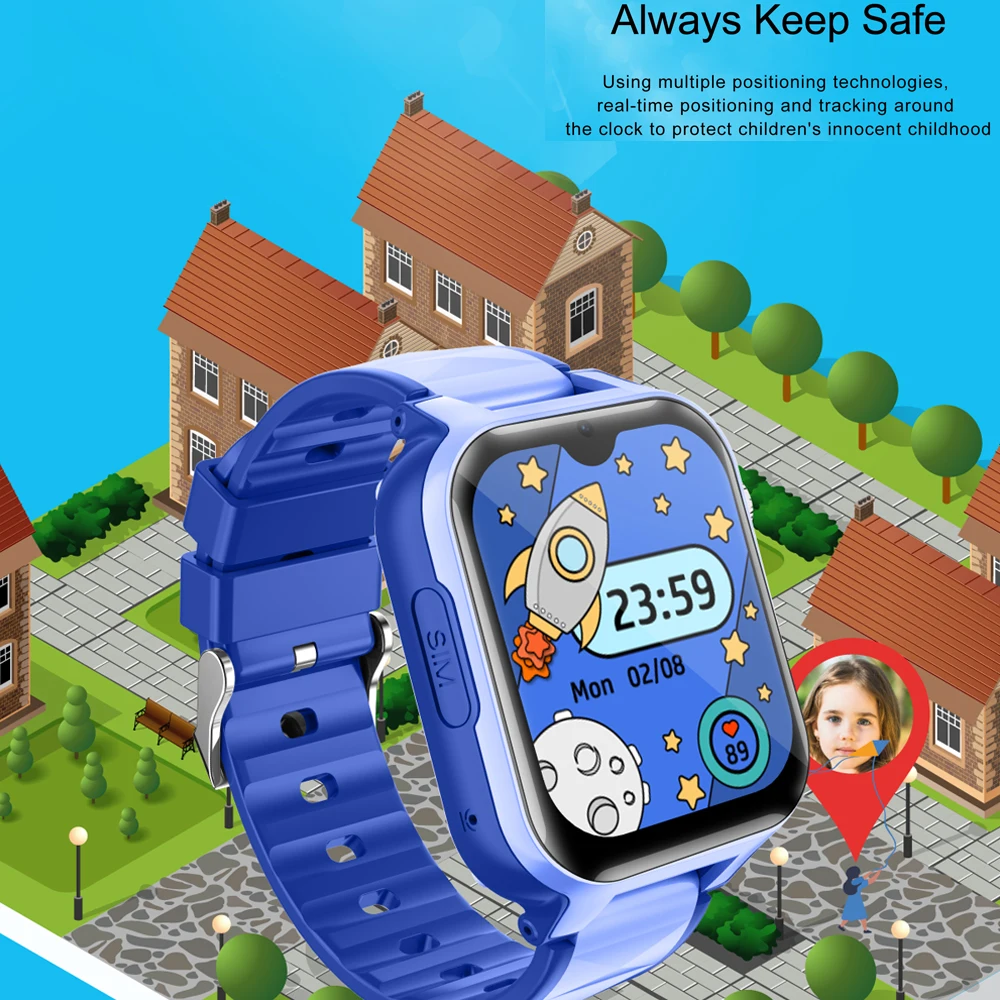 4G الاطفال ساعة ذكية الهاتف GPS AGPS WIFI الموقع 1.91 ''IPS كاميرا مراقبة عن بعد HD مكالمة فيديو SOS الأطفال ساعة تنبيه الهدايا