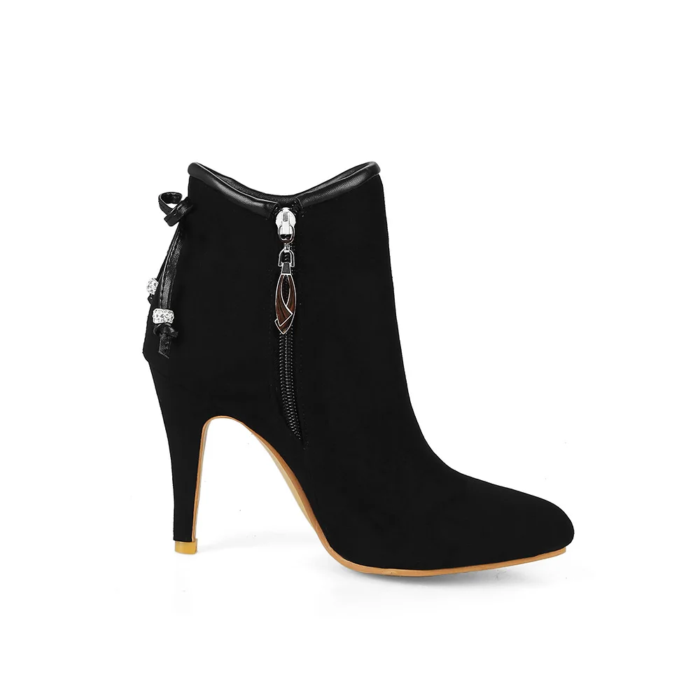 Brand New Winter Sexy Gray Black Women Ankle Dress Boots Pink Lady Shoes Stiletto High Heel AK01 Plus Big Small Size 10 32 45 48