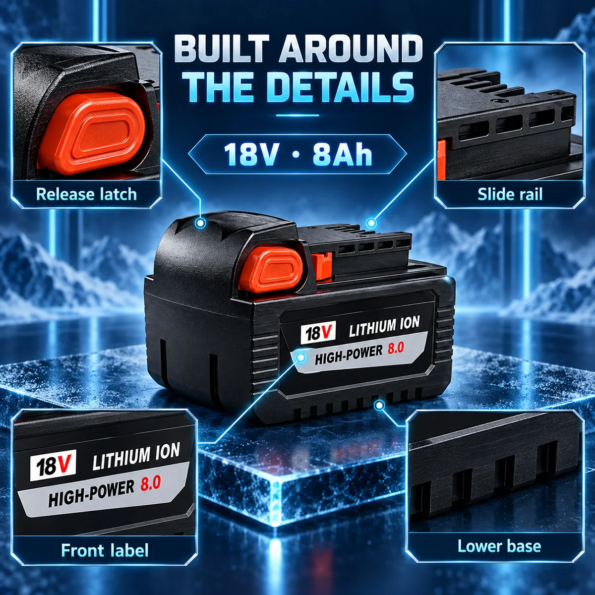 Rechargeable 8Ah Replacement Battery Compatible with Milwaukee M18 Power Tool Collection