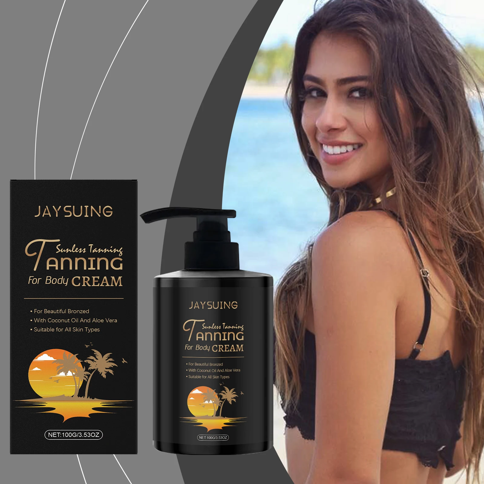 

Body Tanning Moisturizer Cream Accelerates Tanning Long-lasting Bronzer Moisturizes Nourishes Glycerin Coconut Aloe Vera Extract
