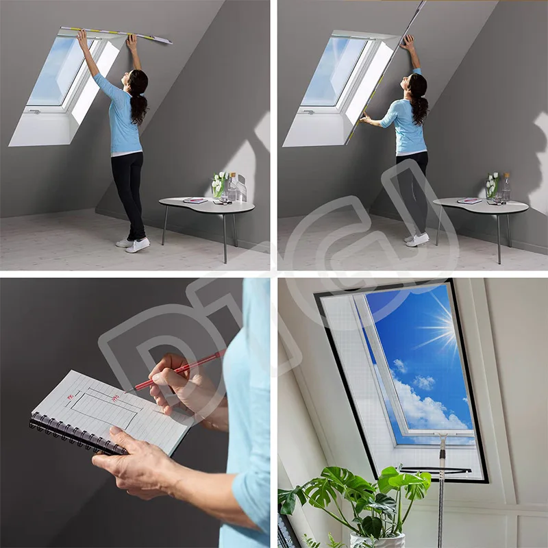 DTGJ Mosquito Net Window Screen with Zipper Custom Size Window Net Mesh Black Tulle Invisible Fiberglass anti-mosquito Skylights