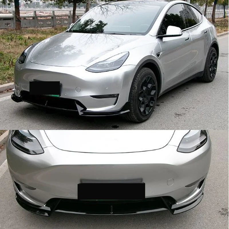 For Tesla Model Y 2019 2020 2021 2022 2023 3Pcs Car Front Bumper Lip Spoiler Diffuser Splitter Body Kits