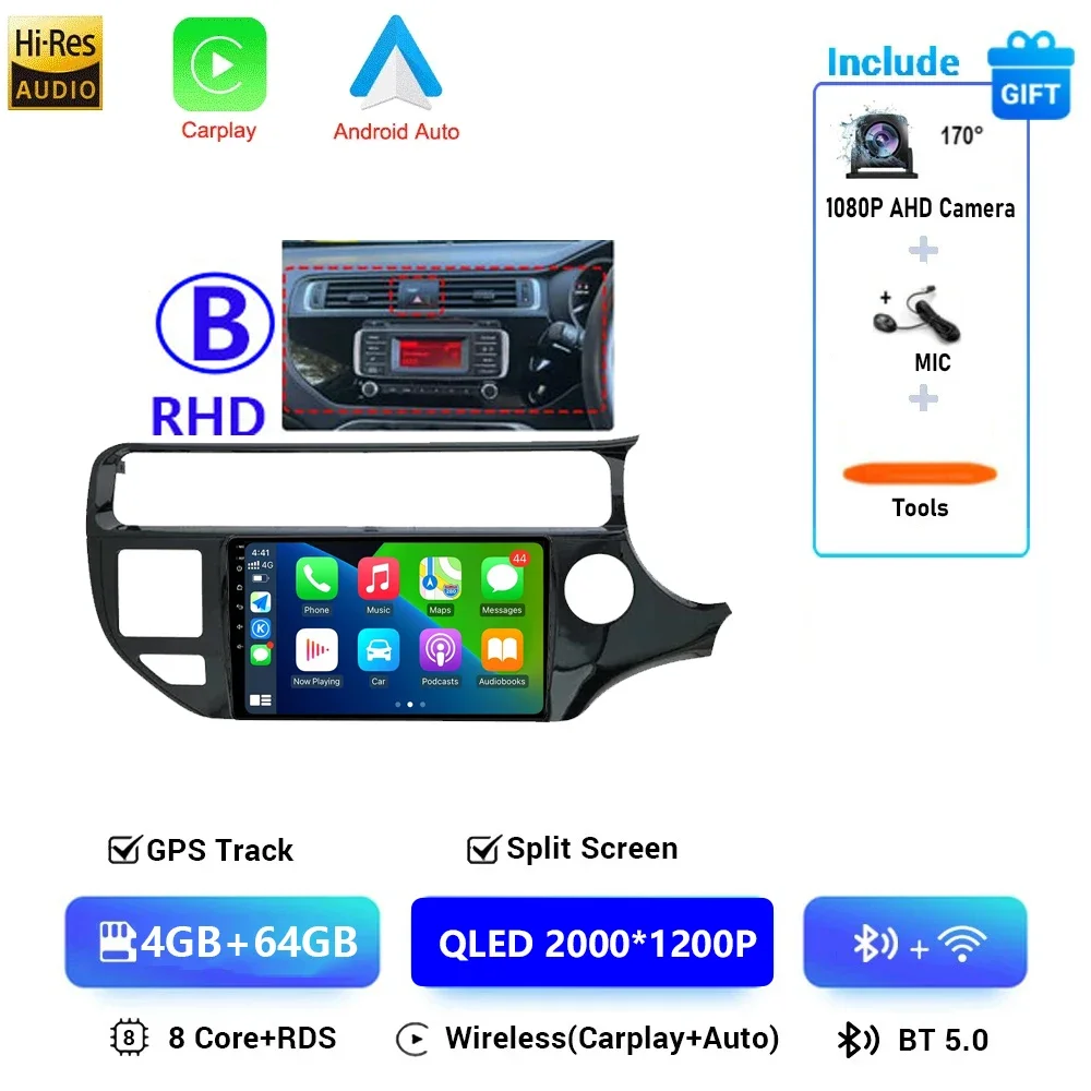 Android 16 Autoradio voor KIA K3 RIO 2011 2012 2013 2014 2015 Multimedia Speler 2 Din Carplay Stereo GPS Wifi DVD Luidsprekers 4G