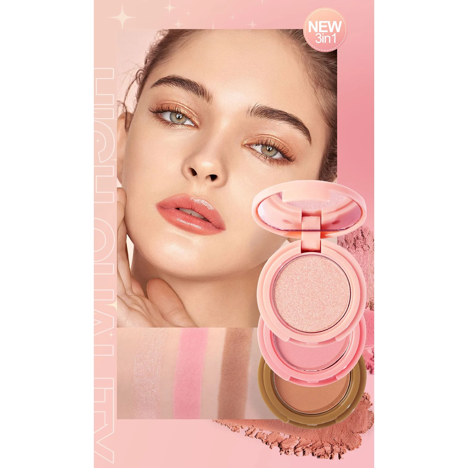 Face Blush Contour Highlight Face for a Shimmery Finish Long Wearing Face Blush for Cheek