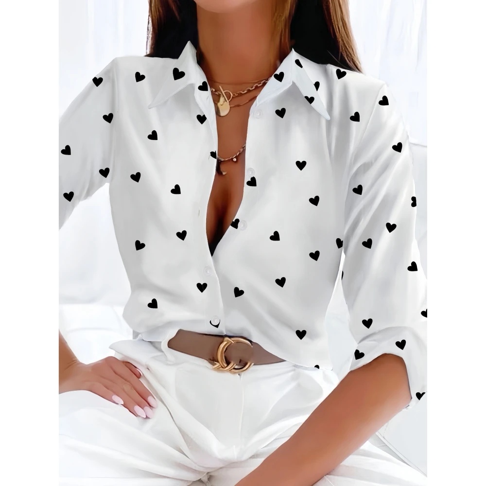 Minimalist Office Lady Button Down Shirts Fashion Versatile Long Sleeve Shirt Clothing Oversized Women\'s Turn-down Collar Blouse