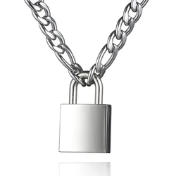 Padlock Necklace Punk Fashion Lock Chain Pendant Necklaces for Men Women 50cm/20