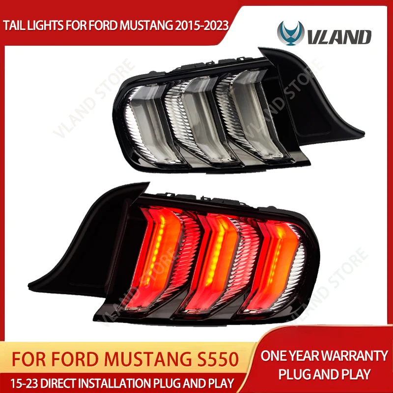 VLAND LED-Rückleuchten für Ford Mustang S550 2015–2023 Sequentieller Blinker 5 Modi Rückleuchten-Set