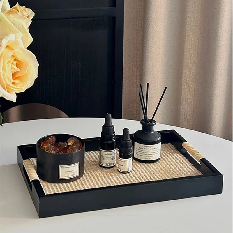 

Wooden Tray Vintage Storage Trays Luxury Home Decoration Tray Living Room Desktop Ornaments Aromatherapy Perfume Organizer Trays
