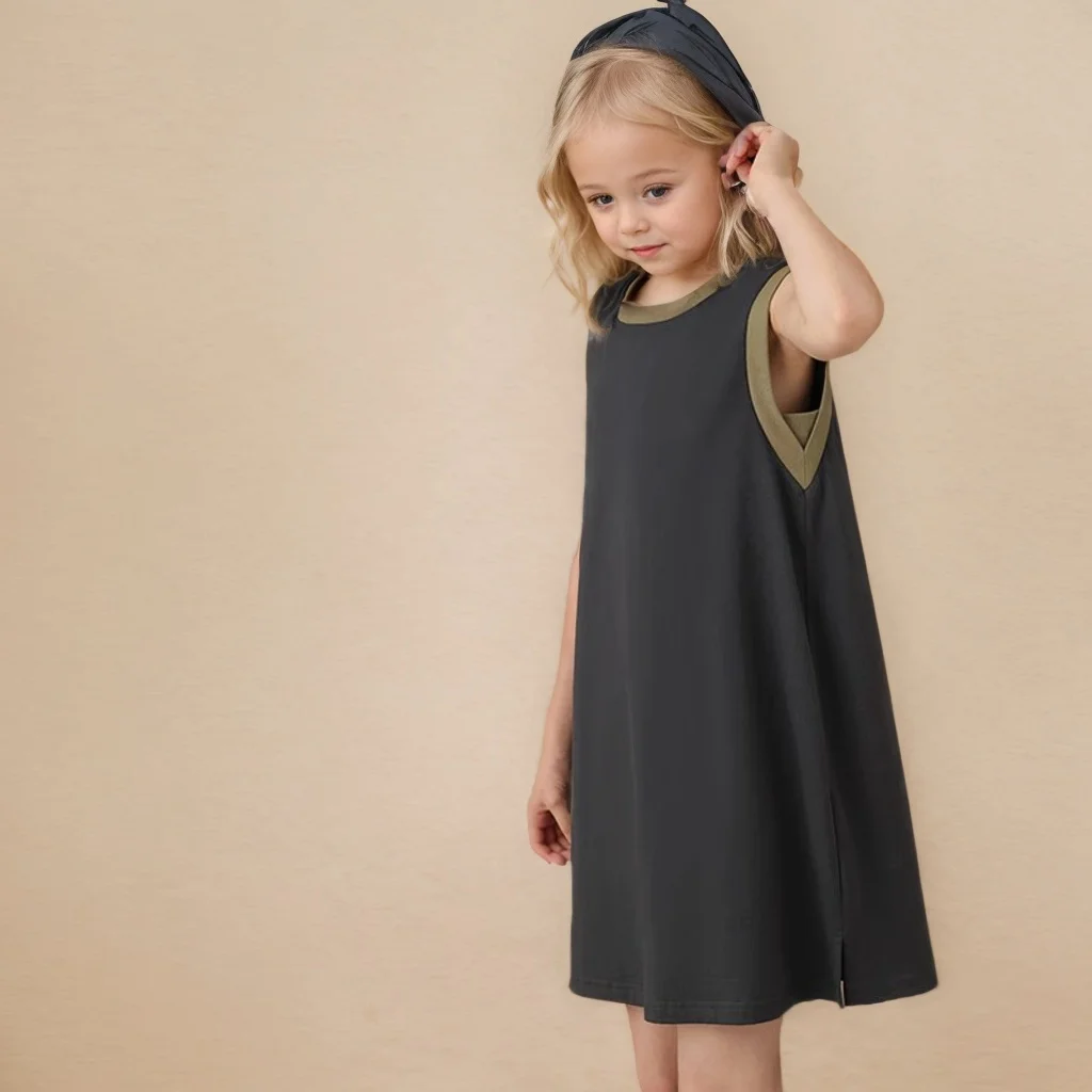 New Kids Clothes Girl Kids Navy Bluey Vest Skirt Summer Dress Sundress  Clothing Cotton Casual Girls Dress Girls Elegant Dresses