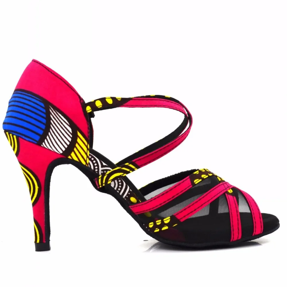 2018 DIY evkoodance Professional Dancing Shoes Red African female Latin Salsa Ballroom Dance Shoes For Women and girls Evkoo-491