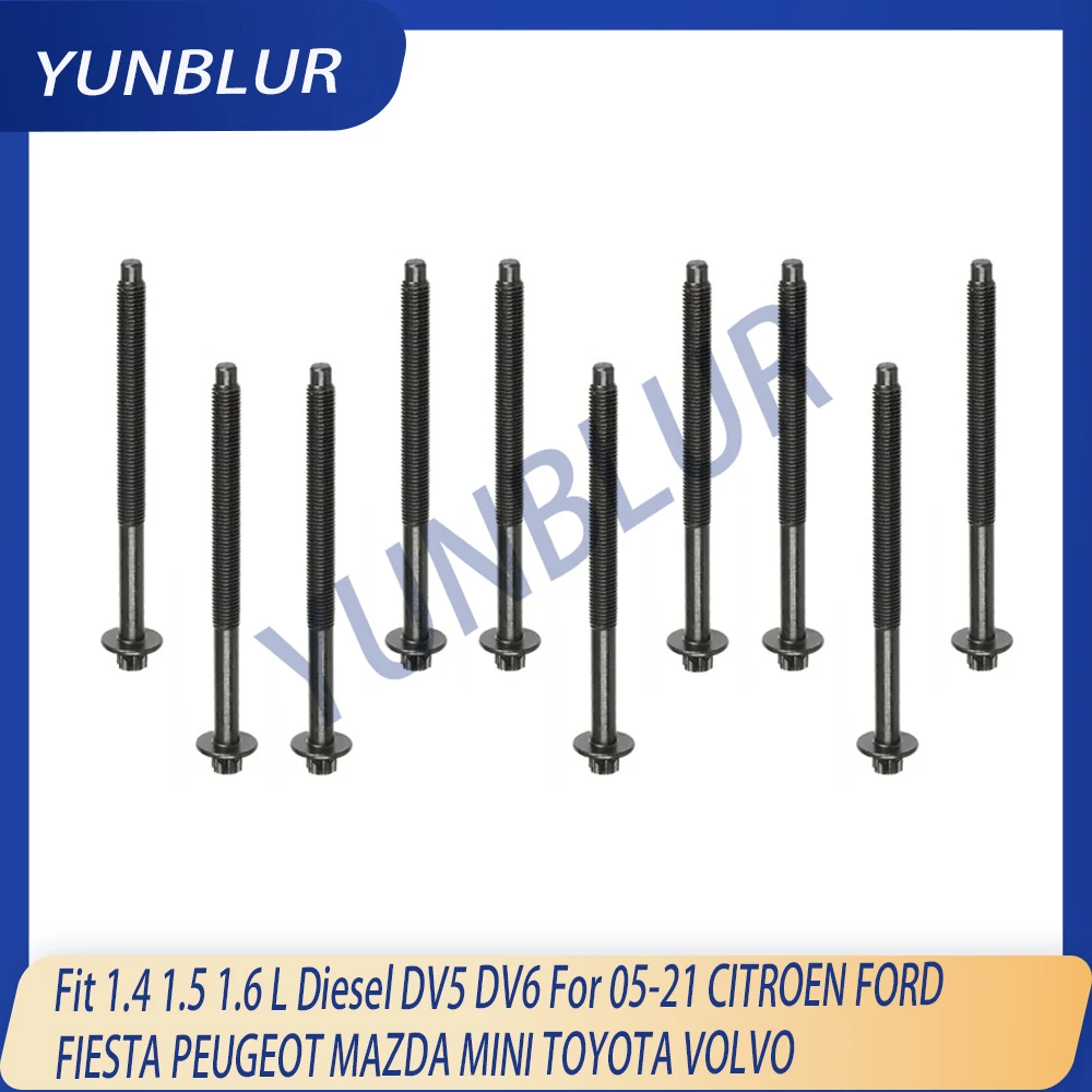 Engine Cylinder Head Bolt Set Fit 1.4 1.5 1.6 L Diesel DV5 DV6 For 05-21 CITROEN FORD FIESTA PEUGEOT MAZDA MINI TOYOTA VOLVO