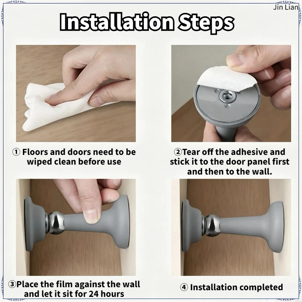 Silicone Anti-collision Door Stopper Strong Magnetic Silent No Punching Wall & Floor Compatible Door Holder