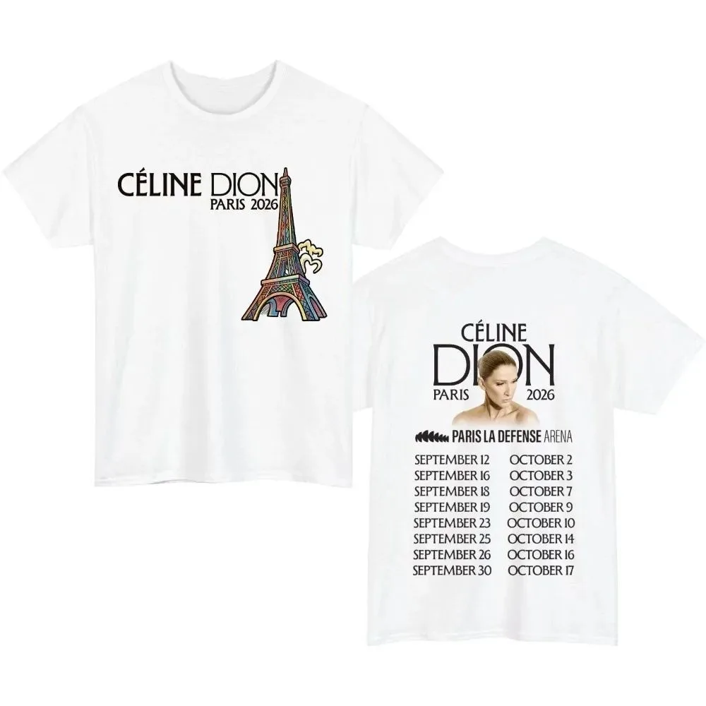 Celine Dion Paris 2026 Fan Tour Gift T-shirt Men Women 2026 Summer New Fashion Men's Breathable T-shirt Streetwear Hip Hop Tees