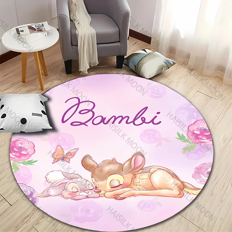 Disney Bambi Fawn Round Carpet Children\'s Rug Area Rug Round Rugs Floor Mat for Bedroom Living Room Chair Non-slip Rug