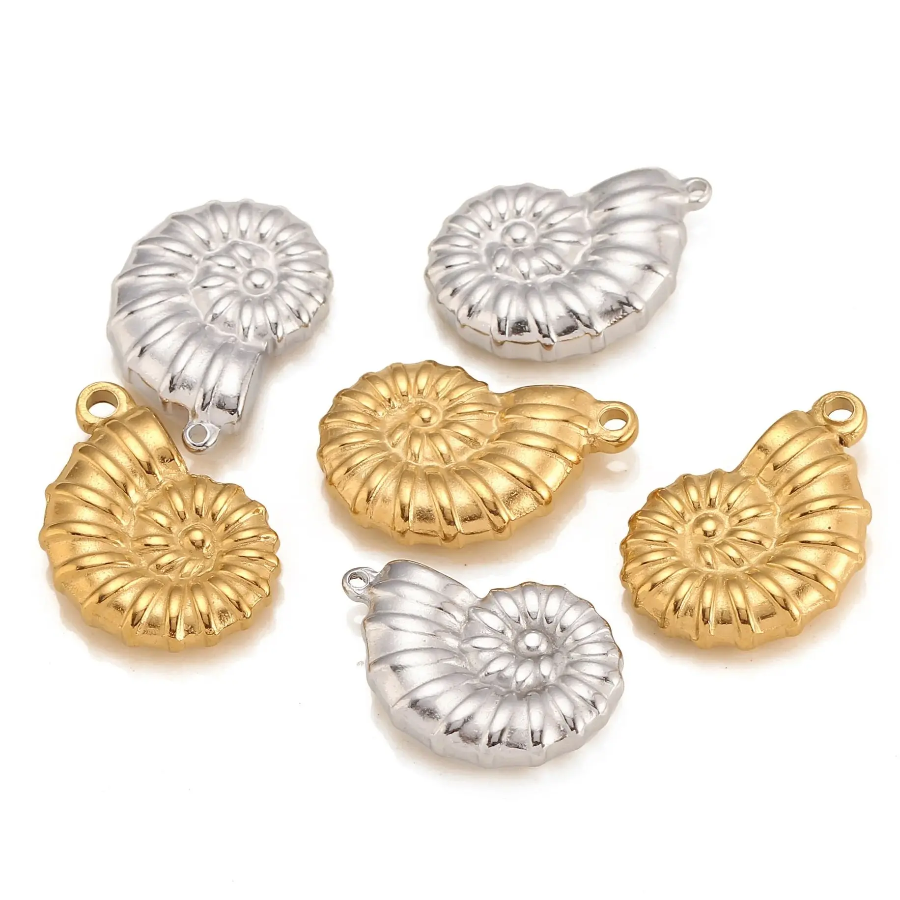 3 Stück 3D Muschel Charm Meeresleben Muschel Anhänger Edelstahl DIY handgemachte baumeln Halskette Armband Schmuck machen Zubehör