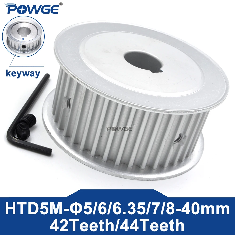 

POWGE Arc tooth 44 42 teeth HTD 5M Timing Pulley Bore 10/12/14/15/16/18/19/20/25 for HTD5M belt width 15/20/25mm 44Teeth 42Teeth