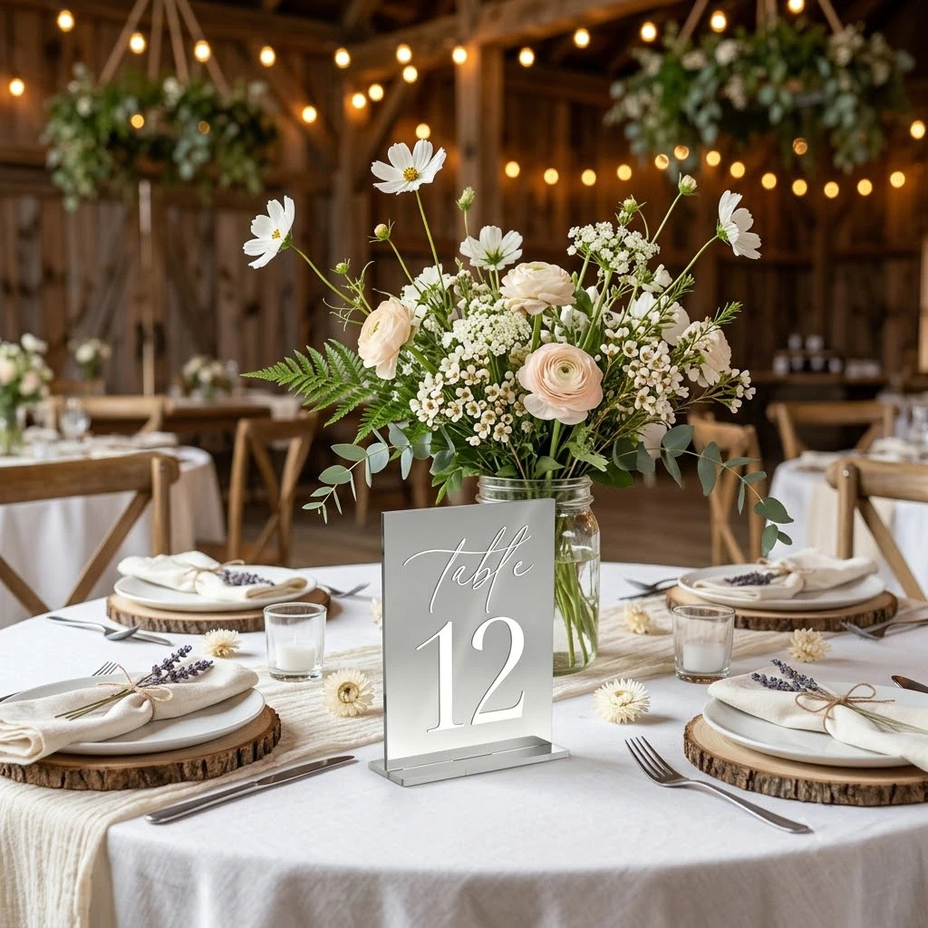 

10Pcs Silver Mirror Acrylic Table Numbers 1-10 with Stands, Elegant Wedding Table Number Signs with White Script for Wedding Reception, Bridal Shower, Baby Shower, Birthday Party