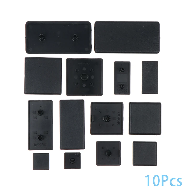 New 10Pcs 2020 3030 3060 4040 4080 4545 Plastic End Cap Cover Plate Black For EU Aluminum Profile High Quality view 2