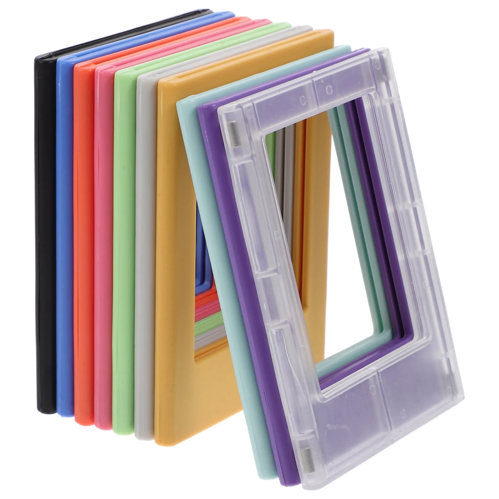 

10pcs Magnetic Photo Frames Fridge Magnets Brown Various Sizes Mini Desktop Wallet Picture Frames Refrigerator Display