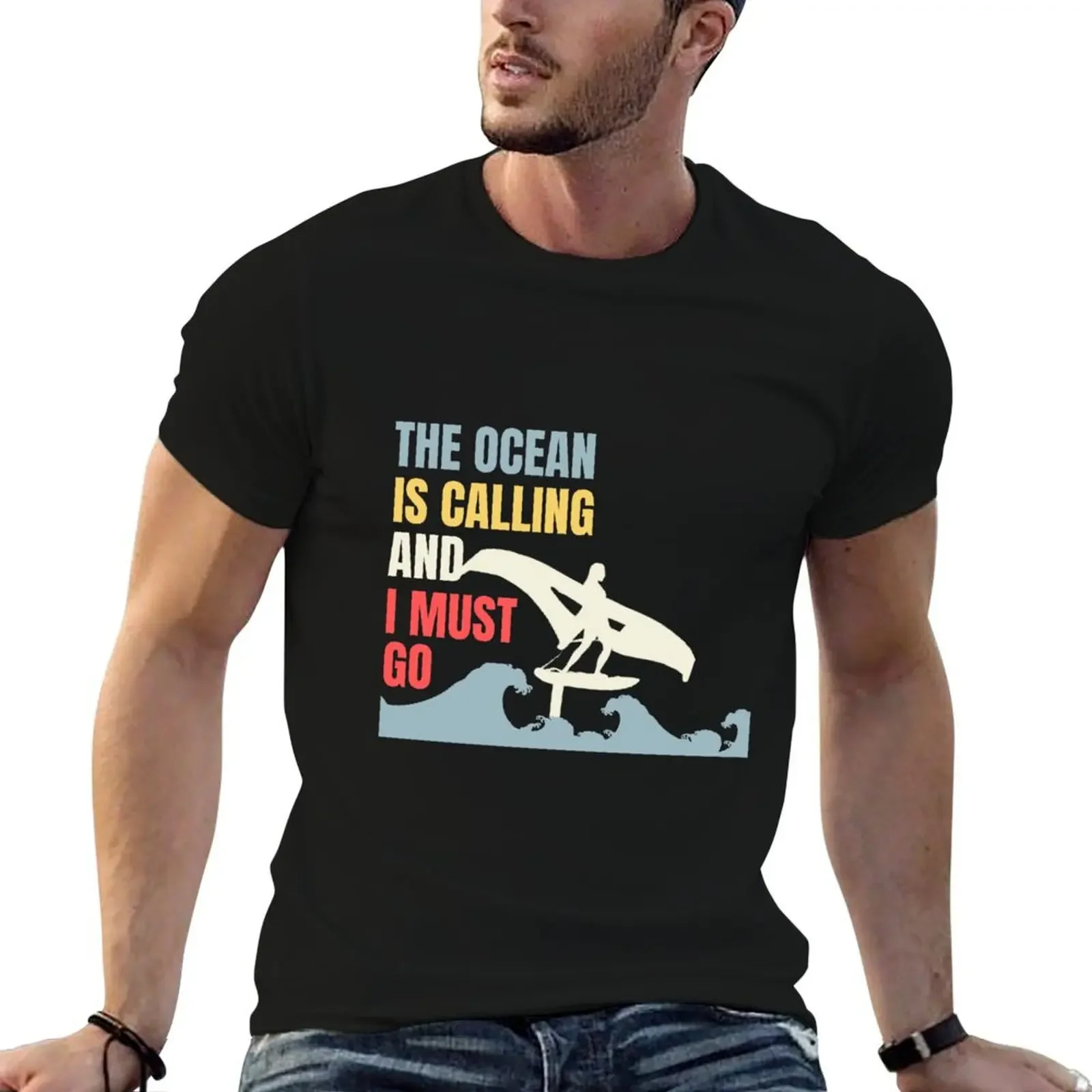 Wing Foiling Wing Surfing The Ocean Is Calling Wingfoil Gift for surfers Wing foiler | T-Shirt aesthetic clothes outfits for men