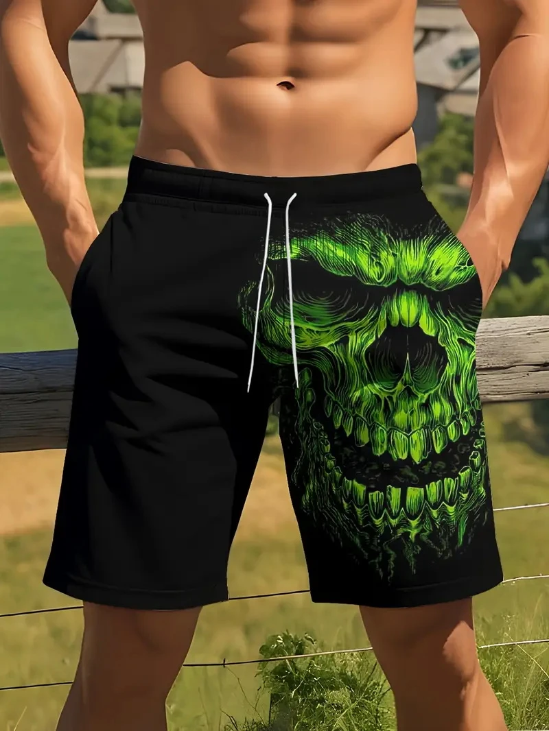 

3D Print Horror Skull Graphic Men's Shorts Retro Cool Street Hip Hop Style Short Pants Summer Outdoor Casual Fashion Beach-Short
