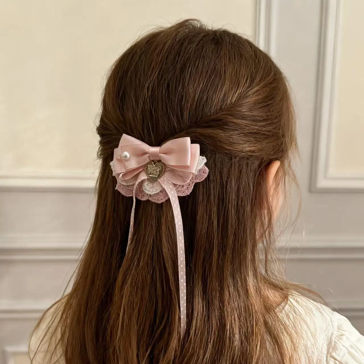 

Ladies' Hair Clip New Korean Bow Lace Sweet Fashionable Cute Kawaii Lolita JK Versatile Barrette High Quality Hair Accessory
