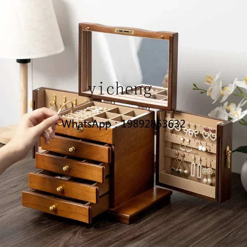 ZJ Solid wood jewelry box storage box high-end exquisite wooden compound gift practical box