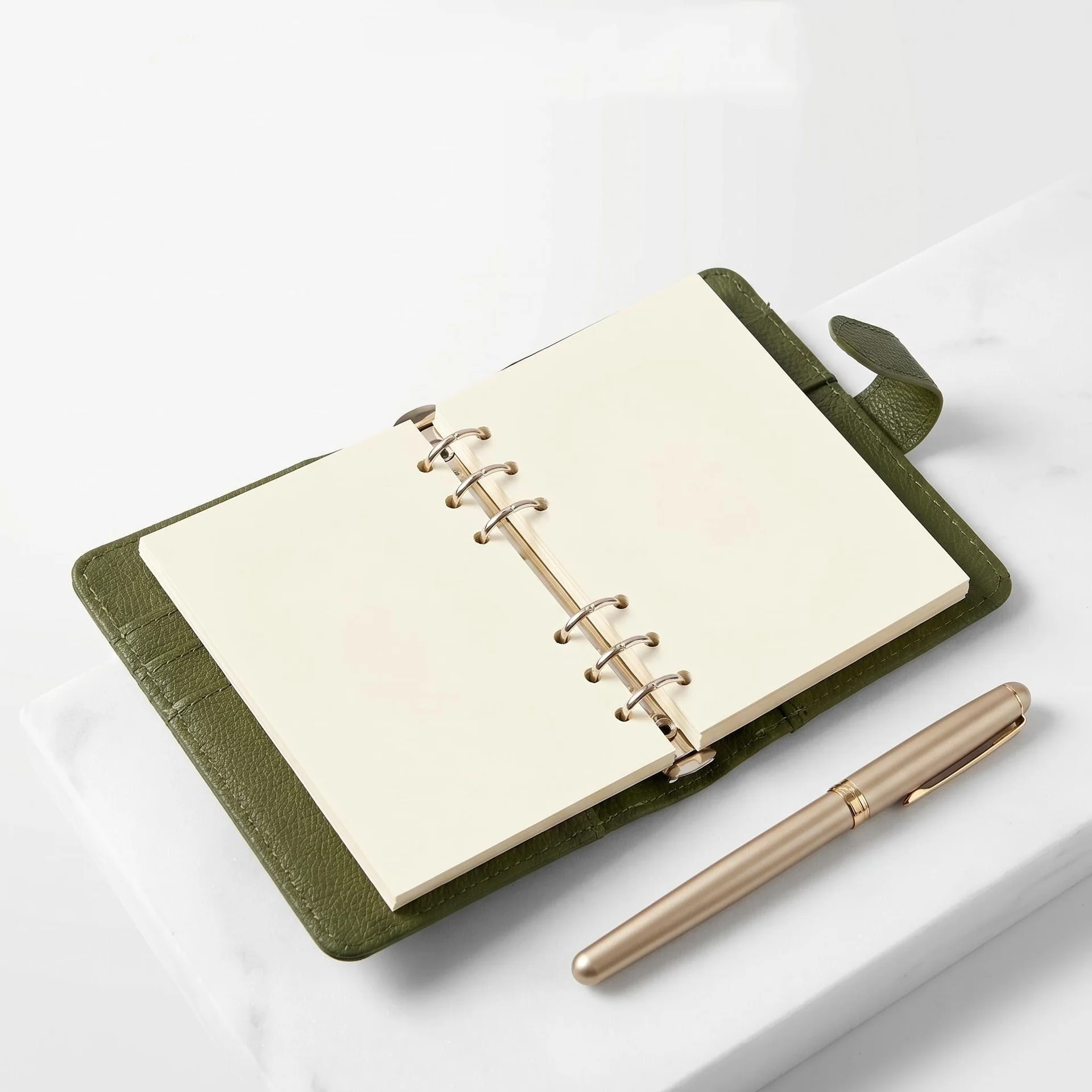 Olive Green M5 5Holes Loose-leaf Travel Journal Mini Retro Blank Notebook Portable Journal