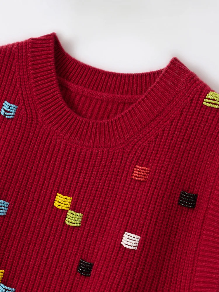 ผู้หญิงใหม่ 100% เสื้อกันหนาวCASHMERE O-คอแขนกุดลูกปัดเสื้อกั๊กฤดูใบไม้ร่วงฤดูหนาวBasic Soft WARM Casual CASHMEREเสื้อถักเสื้อ